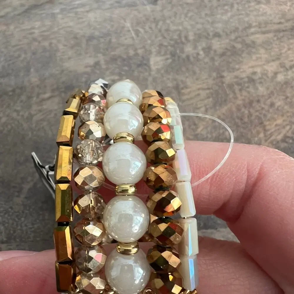 New with tags Inc Multicolored Beaded Gold and White Cuff Bracelet